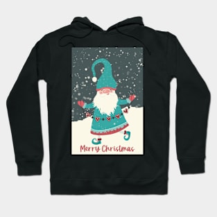 Happy Santa jumping in the snow, bringing Christmas’ greetings Hoodie